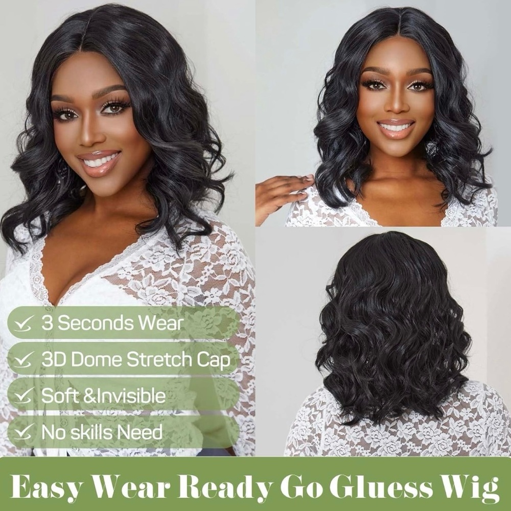 NIB Starluck Topshe 16” Black Bob Synthetic Lace Front Glueless Wig